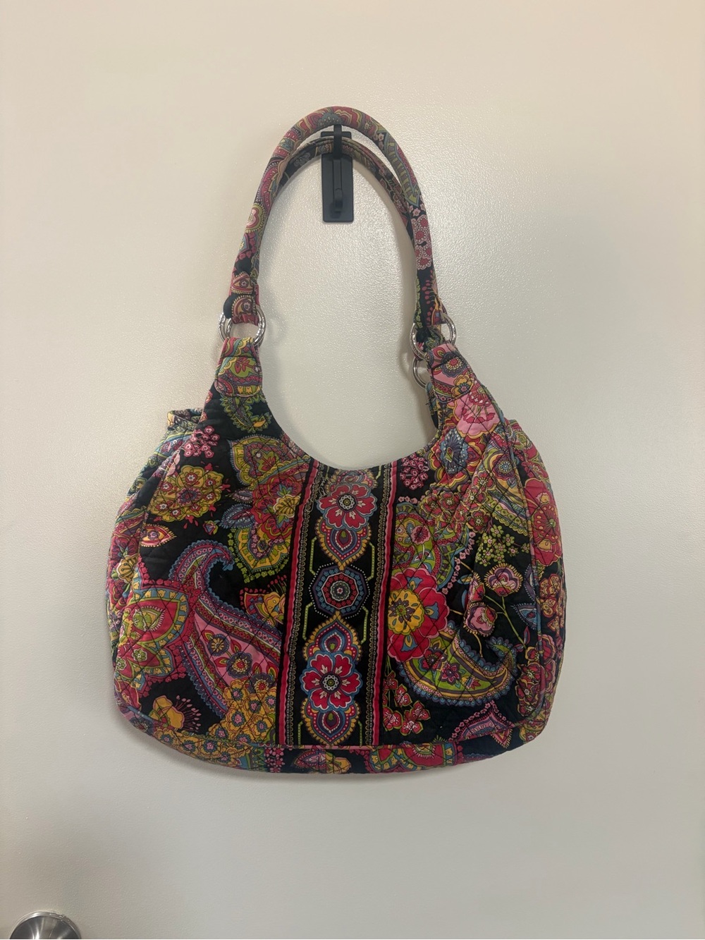 Vera BradleyQuilted Paisley Shoulder Bag - Black & Pink